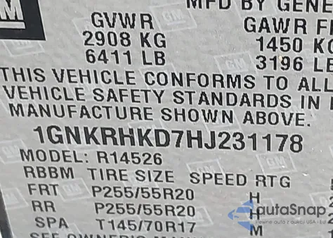 2017 Chevrolet Traverse 2Lt from USA, damaged, VIN 1GNKRHKD7HJ231178